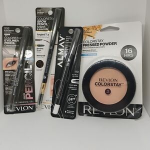 Revlon/Almay BUNDLE - Pressed Powder, Eyeliner, Gel Liner, Brow Pencil Set